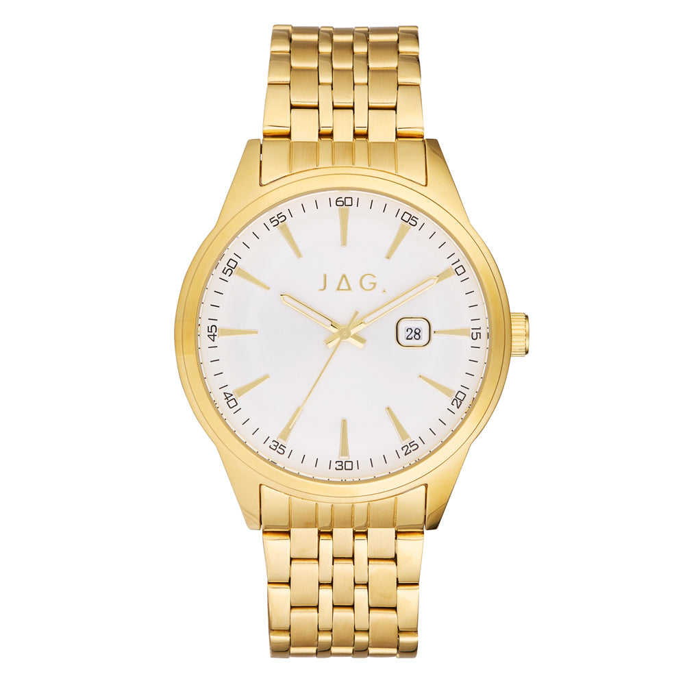 Jag 'Phillip' Gold Tone White Dial Bracelet Watch J2490A