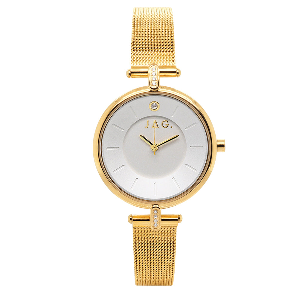 Jag 'Lexi' Gold Tone Mesh Bracelet Watch J2505A