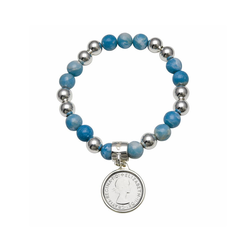 Von Treskow Larimar & Sterling Silver Bracelet With Sixpence