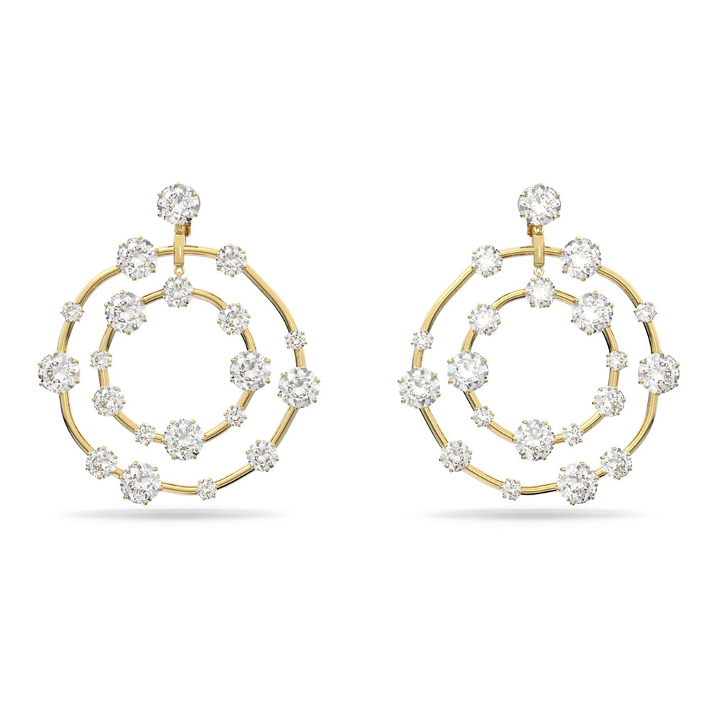 Swarovski 'Constella' Gold Tone White Crystal Clip On Earrin