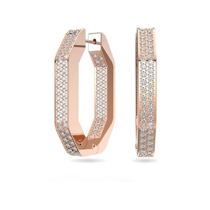 Swarovski 'Dextera' Rose Tone Octagon Medium Hoop Earrings 5