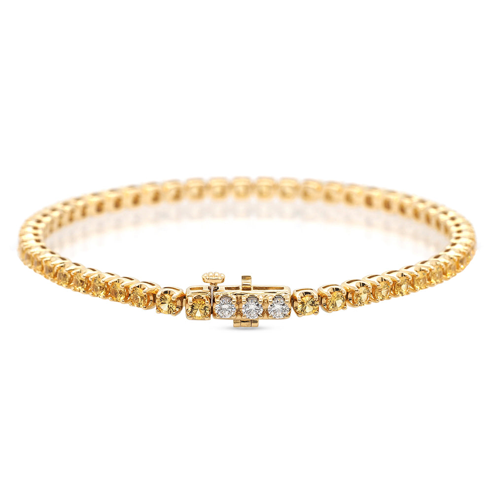 18ct Yellow Gold Yellow Sapphire & Diamond Tennis Bracelet