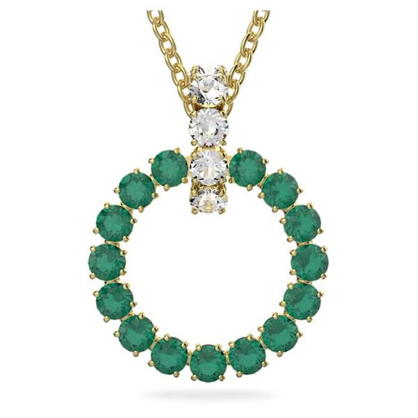 Swarovski 'Exalta' Gold Tone Green Crystal Open Circle Penda